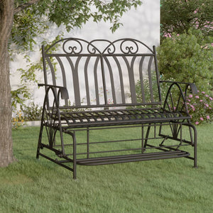 vidaXL Swing Bench 2-Seater 114 cm Black Steel