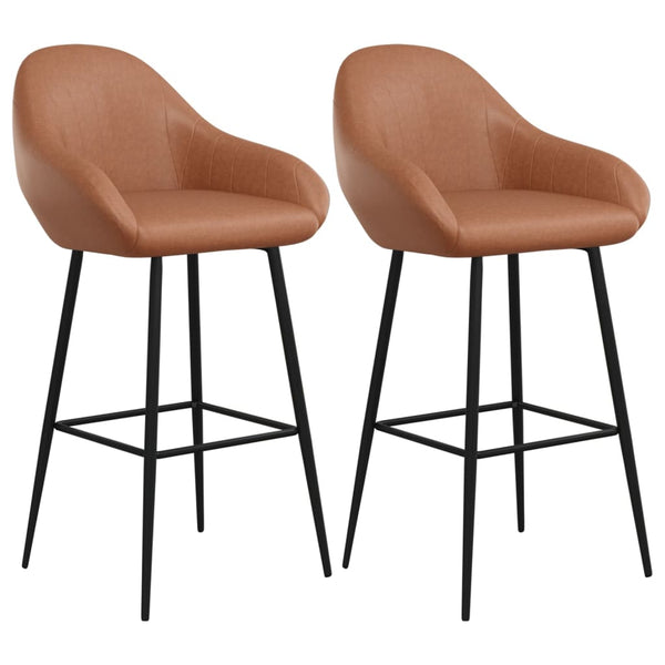 vidaXL Bar Stools 2 pcs Light Brown Faux Leather