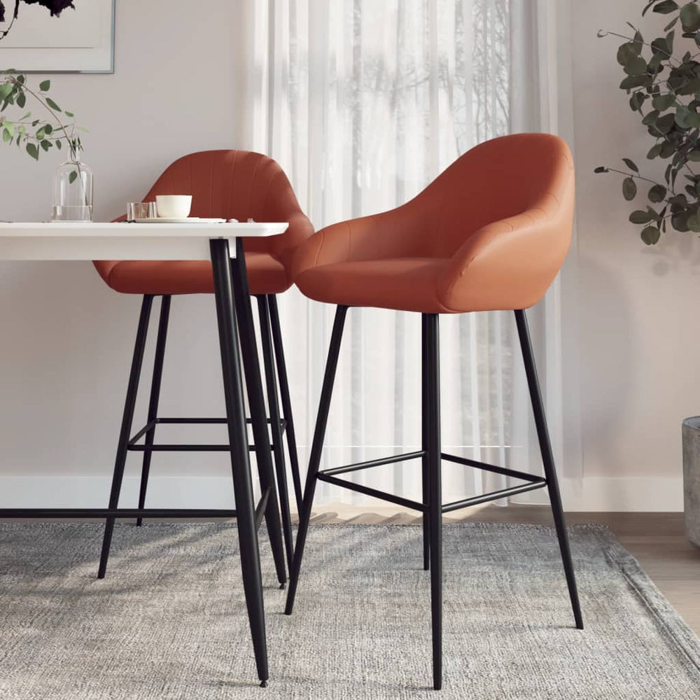 vidaXL Bar Stools 2 pcs Light Brown Faux Leather