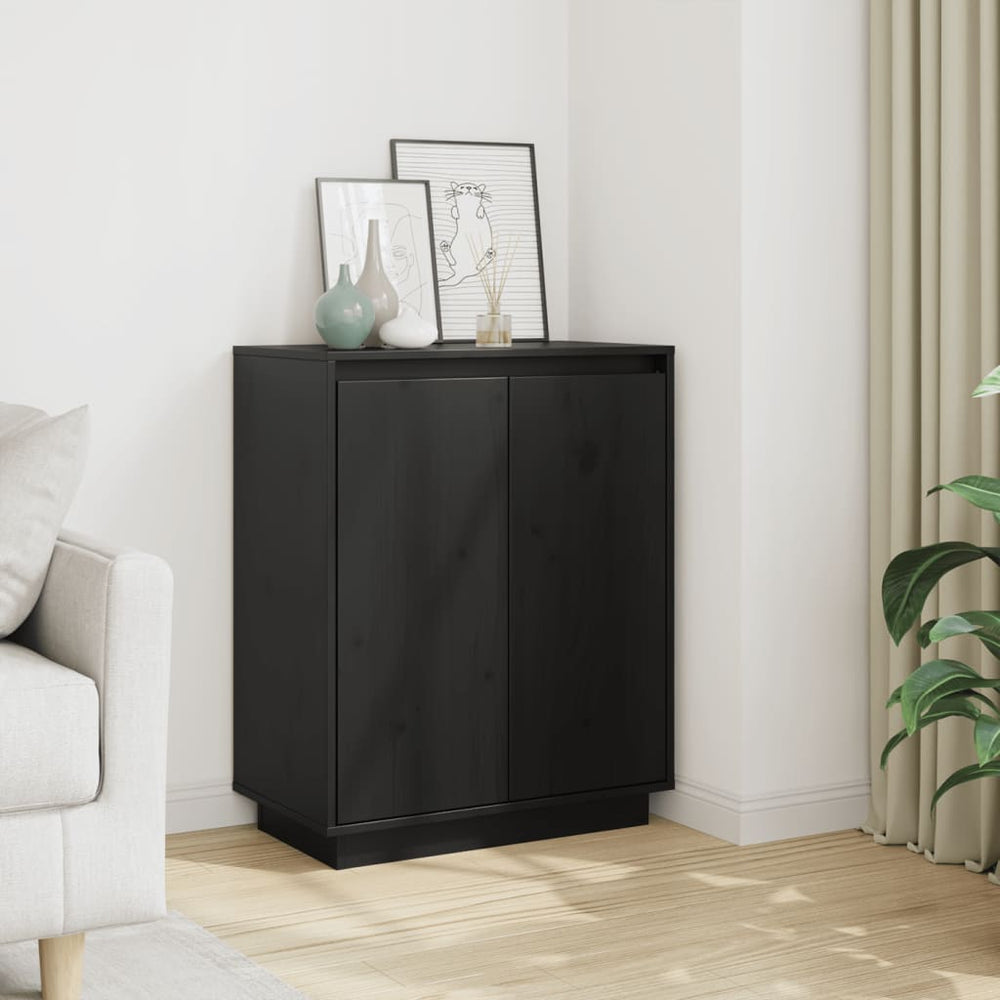 vidaXL Sideboard Black 60x34x75 cm Solid Pine Wood