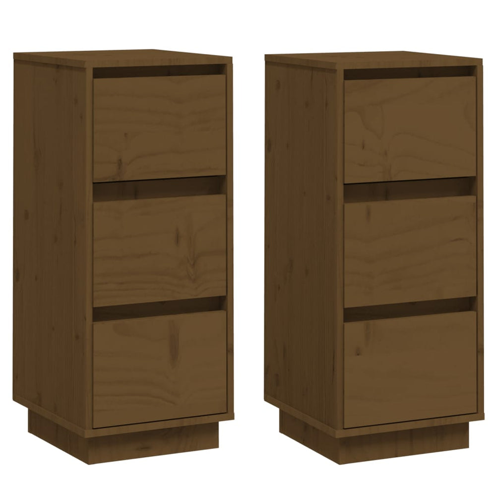 vidaXL Sideboards 2 pcs. Honey Brown 32x34x75 cm Solid Pine Wood