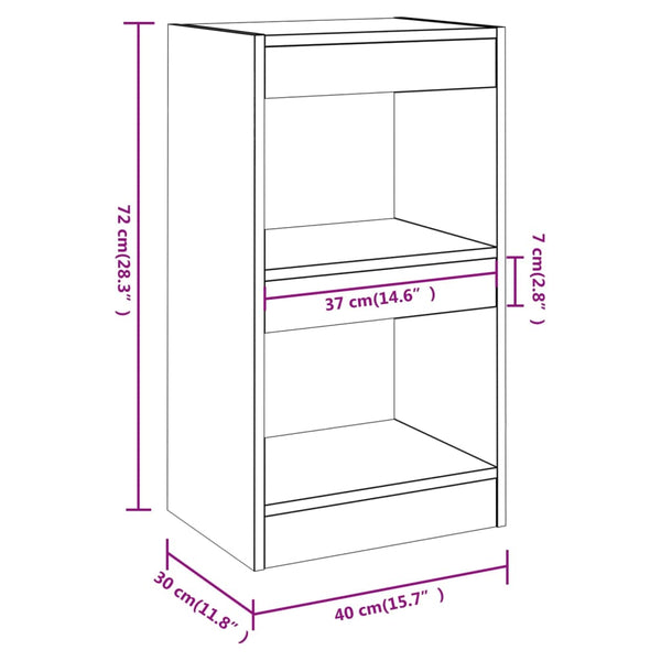 vidaXL Bookcase/Room Divider Brown Oak Look 40x30x72 cm