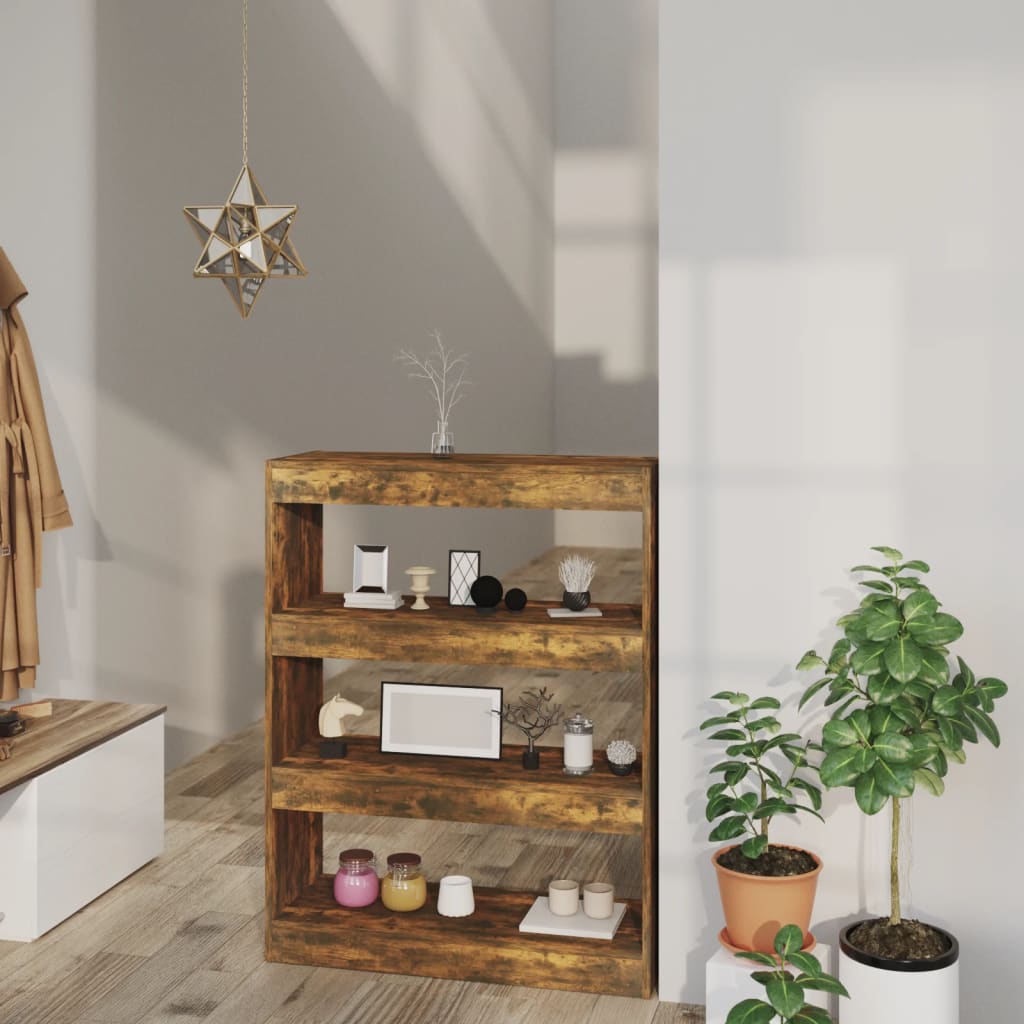 vidaXL Bookshelf/Room Divider Smoked Oak 80x30x103 cm Engineered Wood