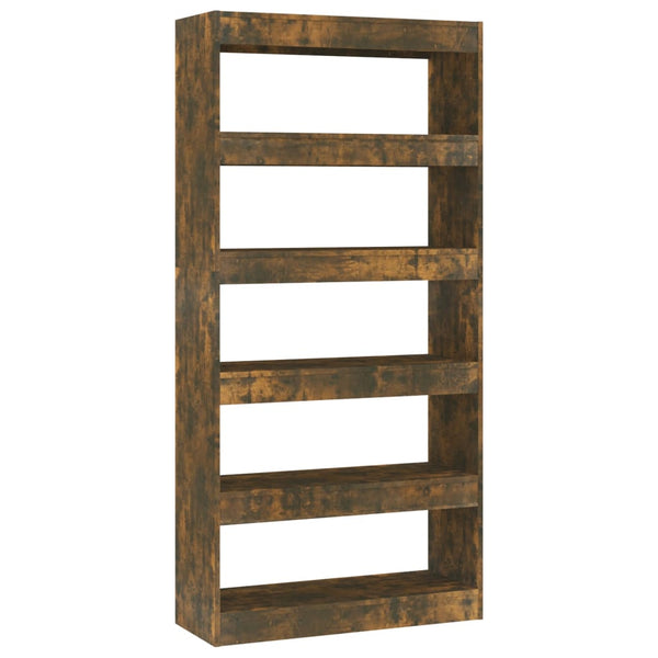 vidaXL Bookcase/Room Divider Smoked Oak 80x30x166 cm Engineered Wood