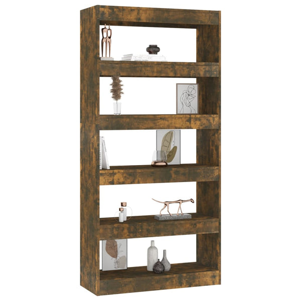 vidaXL Bookcase/Room Divider Smoked Oak 80x30x166 cm Engineered Wood