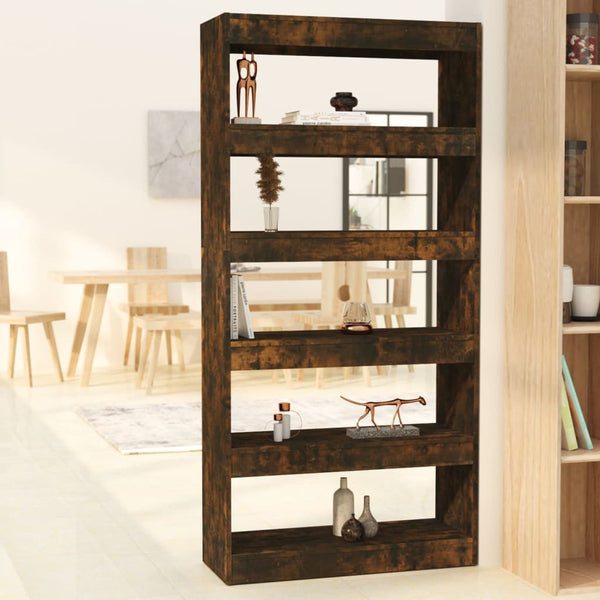 vidaXL Bookcase/Room Divider Smoked Oak 80x30x166 cm Engineered Wood