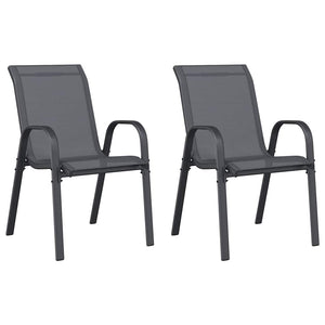 vidaXL Stackable Garden Chairs 2 pcs Grey Textilene