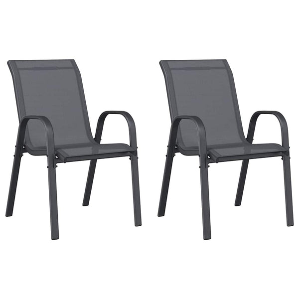 vidaXL Stackable Garden Chairs 2 pcs Grey Textilene