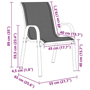 vidaXL Stackable Garden Chairs 2 pcs Grey Textilene