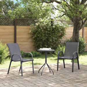 vidaXL Stackable Garden Chairs 2 pcs Grey Textilene