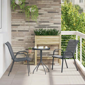 vidaXL Stackable Garden Chairs 2 pcs Grey Textilene