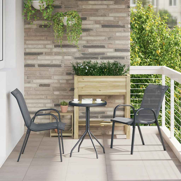 vidaXL Stackable Garden Chairs 2 pcs Grey Textilene
