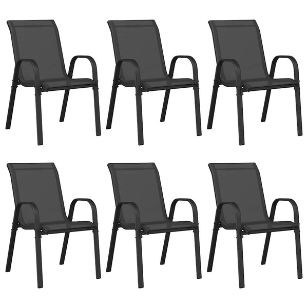 Stapelbare Gartenstühle 6er Set Textilene Schwarz