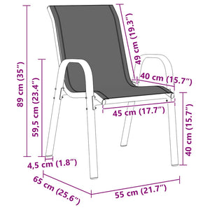 Stapelbare Gartenstühle 6er Set Textilene Schwarz