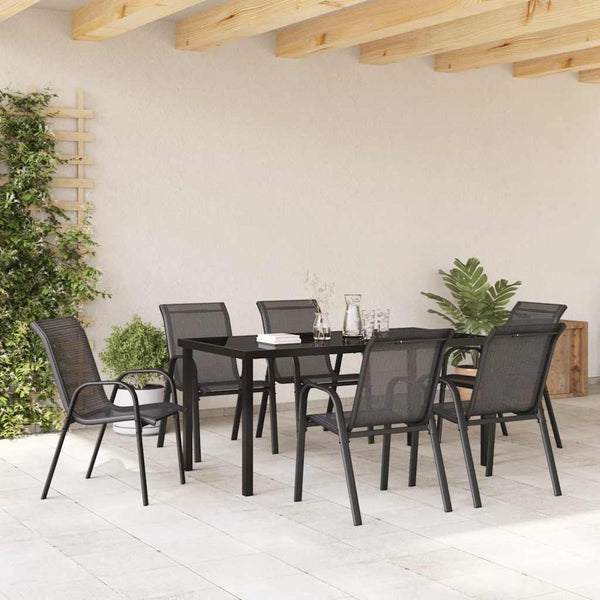 Stapelbare Gartenstühle 6er Set Textilene Schwarz