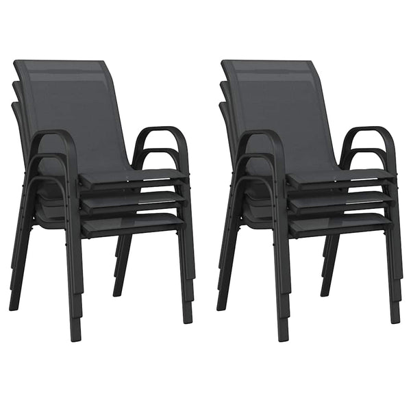 Stapelbare Gartenstühle 6er Set Textilene Schwarz