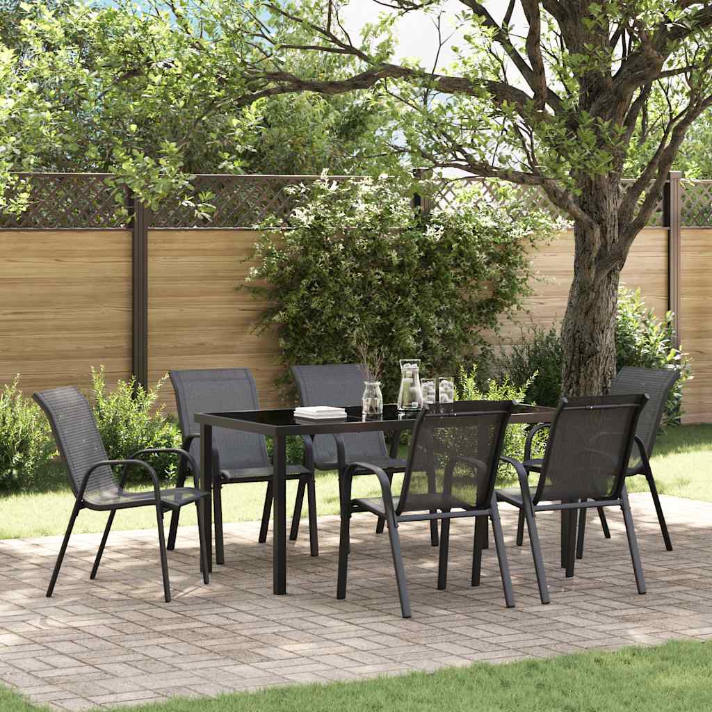 Stapelbare Gartenstühle 6er Set Textilene Schwarz