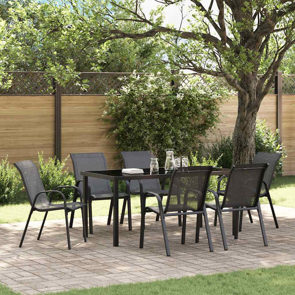 Stapelbare Gartenstühle 6er Set Textilene Schwarz