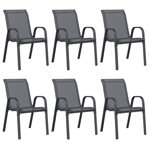 Stapelbare Gartenstühle, 6er-Set, Grau