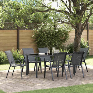 Stapelbare Gartenstühle, 6er-Set, Grau