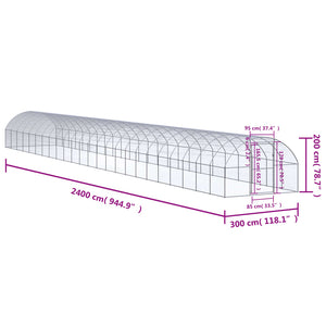 Outdoor-Hühnerstall 3x24x2 m Verzinkter Stahl
