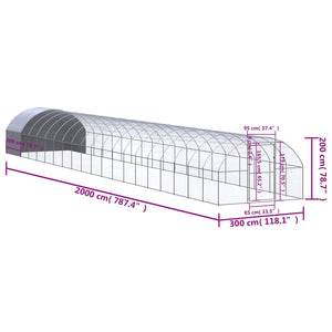 vidaXL Outdoor Chicken Coop 3x20x2 m Galvanized Steel