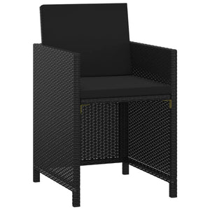 vidaXL 3-Piece Garden Dining Set with Cushions Poly Rattan Black