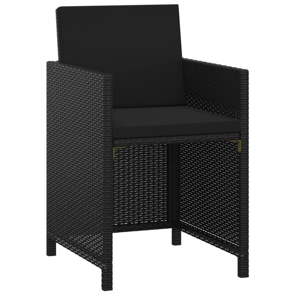 vidaXL 3-Piece Garden Dining Set with Cushions Poly Rattan Black