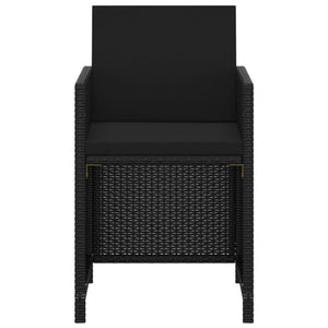 vidaXL 3-Piece Garden Dining Set with Cushions Poly Rattan Black