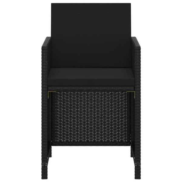vidaXL 3-Piece Garden Dining Set with Cushions Poly Rattan Black
