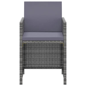 vidaXL 3-Piece Garden Dining Set with Cushions Poly Rattan Grey