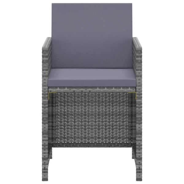 vidaXL 3-Piece Garden Dining Set with Cushions Poly Rattan Grey