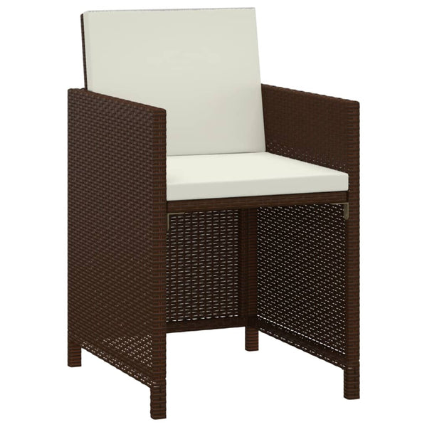 vidaXL 3-Piece Garden Dining Set with Cushions Poly Rattan Brown
