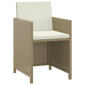vidaXL 3-Piece Garden Dining Set with Cushions Poly Rattan Beige
