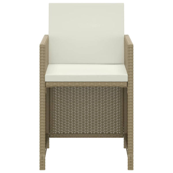 vidaXL 3-Piece Garden Dining Set with Cushions Poly Rattan Beige