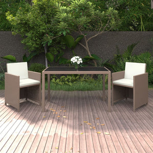 vidaXL 3-Piece Garden Dining Set with Cushions Poly Rattan Beige