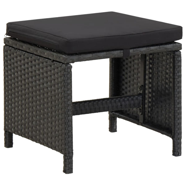 vidaXL 5-Piece Garden Dining Set with Cushions Poly Rattan Black