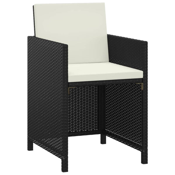vidaXL 3-Piece Garden Dining Set with Cushions Poly Rattan Black