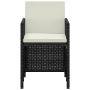 vidaXL 3-Piece Garden Dining Set with Cushions Poly Rattan Black