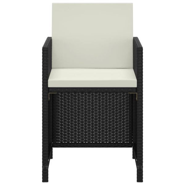 vidaXL 3-Piece Garden Dining Set with Cushions Poly Rattan Black
