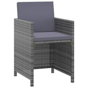 vidaXL 3-Piece Garden Dining Set with Cushions Poly Rattan Grey