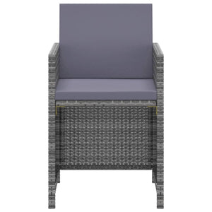 vidaXL 3-Piece Garden Dining Set with Cushions Poly Rattan Grey