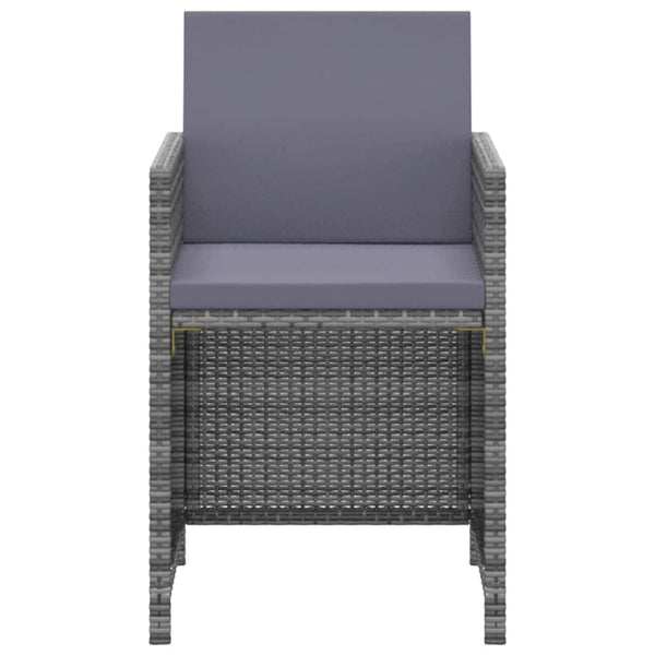 vidaXL 3-Piece Garden Dining Set with Cushions Poly Rattan Grey