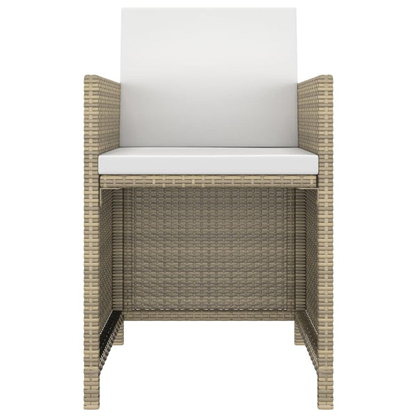 vidaXL 3-Piece Garden Dining Set with Cushions Poly Rattan Beige