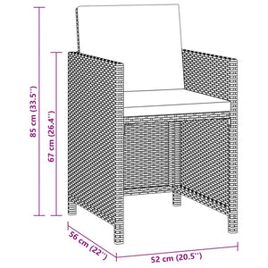 vidaXL 3-Piece Garden Dining Set with Cushions Poly Rattan Beige