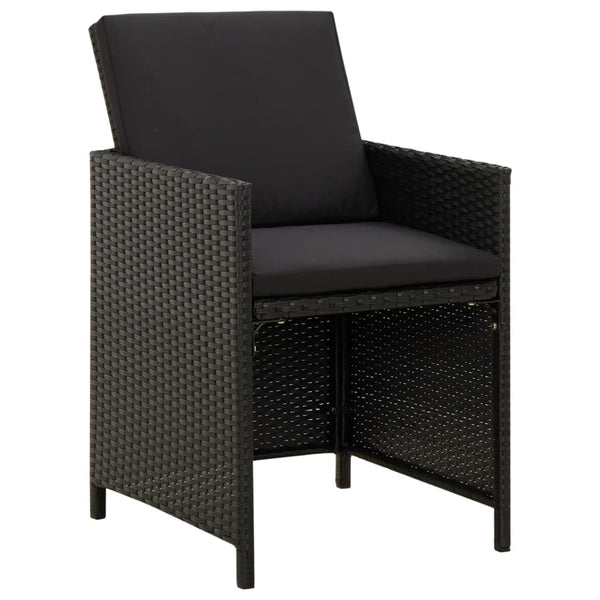 vidaXL 5-Piece Garden Dining Set with Cushions Poly Rattan Black