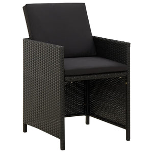 vidaXL 9-piece Garden Dining Set with Cushions Poly Rattan Black