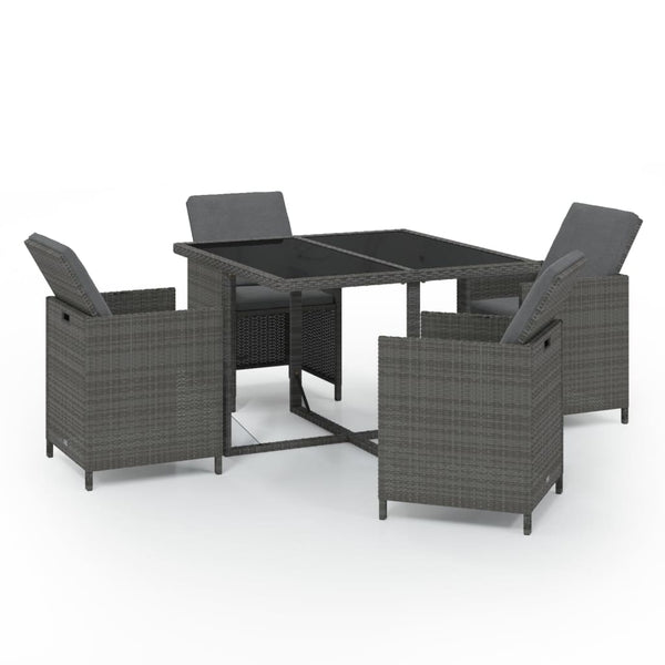 vidaXL 5-piece Garden Dining Set with Cushions Poly Rattan Grey
