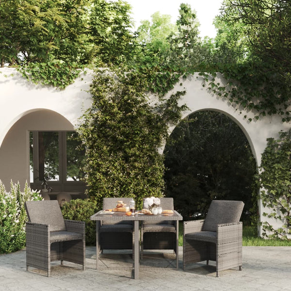 vidaXL 5-piece Garden Dining Set with Cushions Poly Rattan Grey