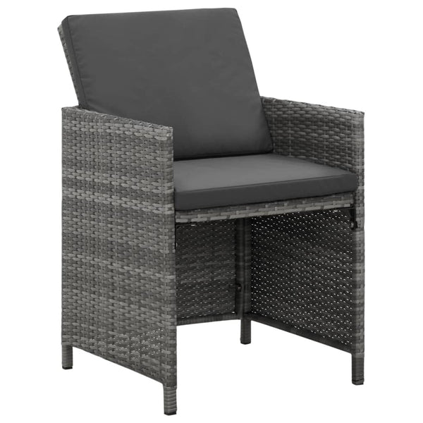 vidaXL 9-piece Garden Dining Set with Cushions Poly Rattan Grey